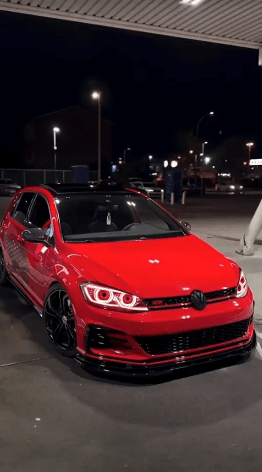 Red Golf GTI at night with red Eyes Blink